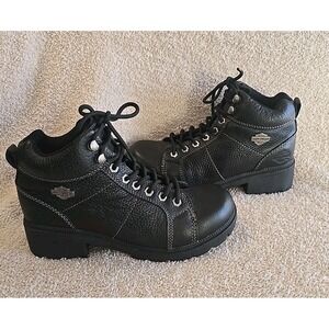 Harley Davidson Boots Womens Tyler Chukka Black Leather Ankle Sz 9.5 Y2K 90s